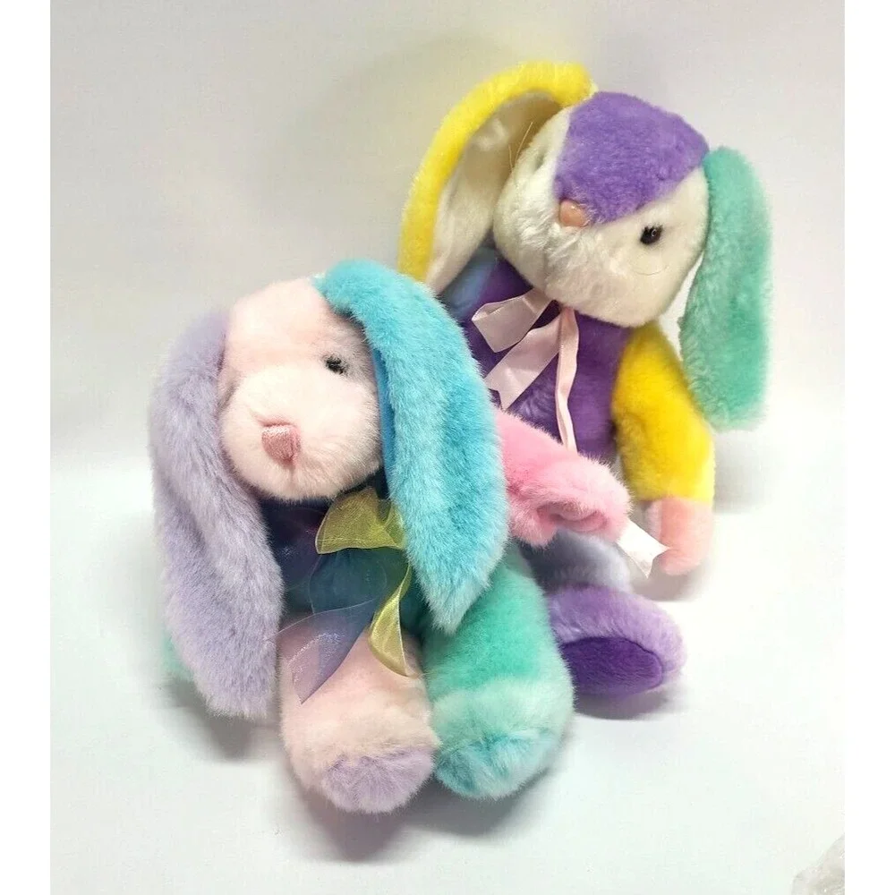 Pastel Color Block Bunny Plush EASTER 2 Stuffed Rabbit Toys Spring Hong Kong